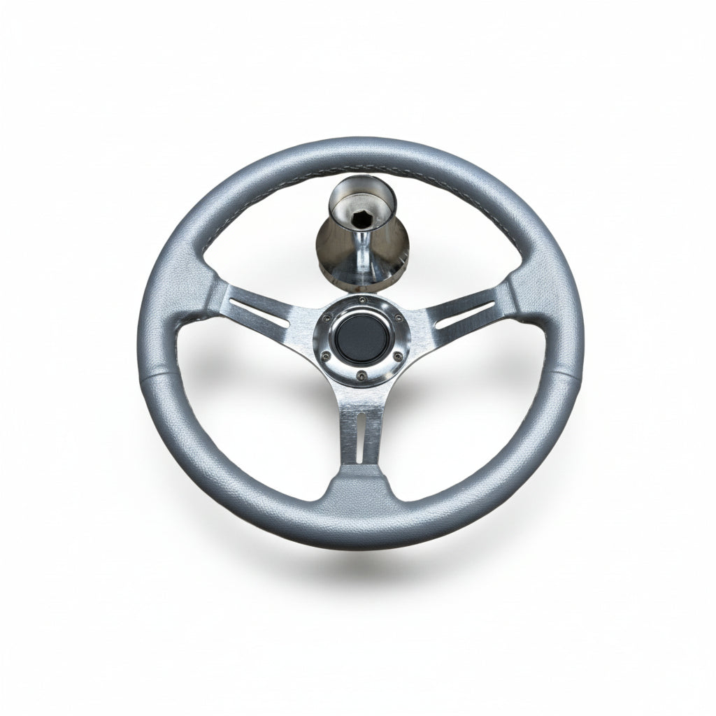 Silver Steering Wheel w/ Hub Adapter Bundle