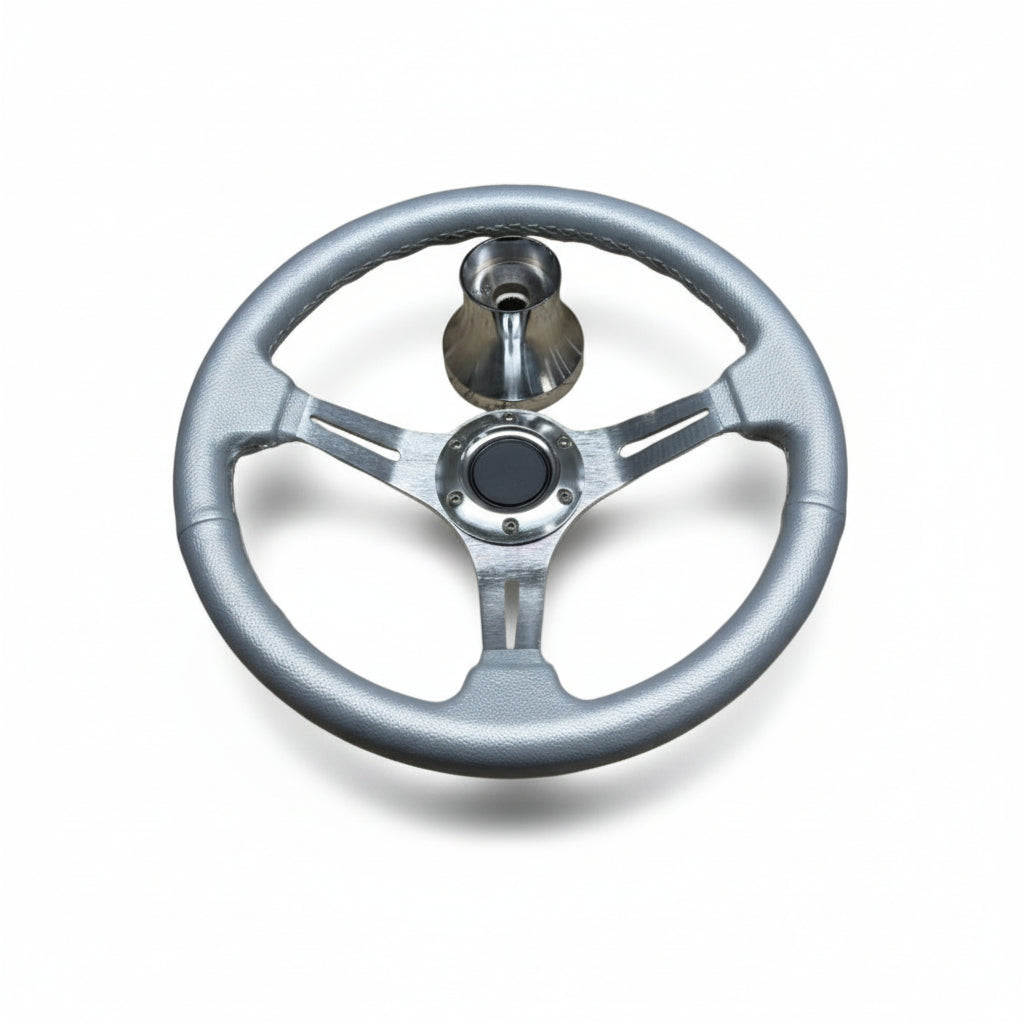 Silver Steering Wheel w/ Hub Adapter Bundle