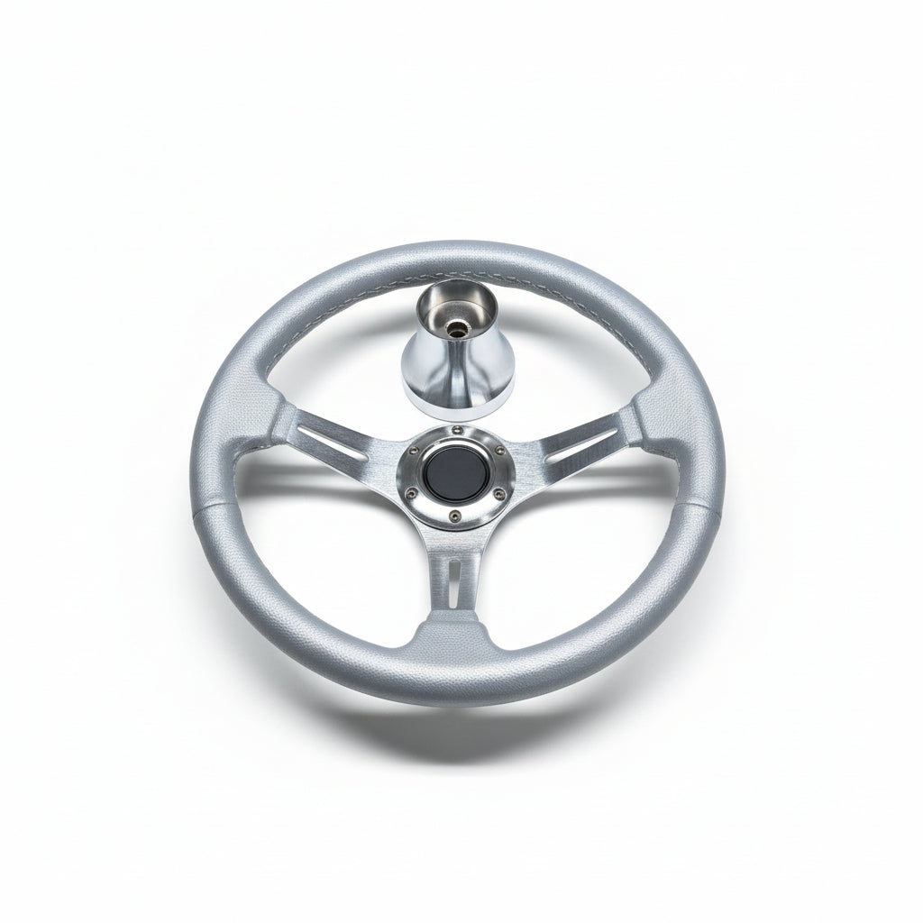 (Yamaha) Silver Steering Wheel w/ Hub Adapter Bundle